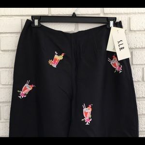 Silk SLB Pants Capri Crop Drinks Flamingo 12 New